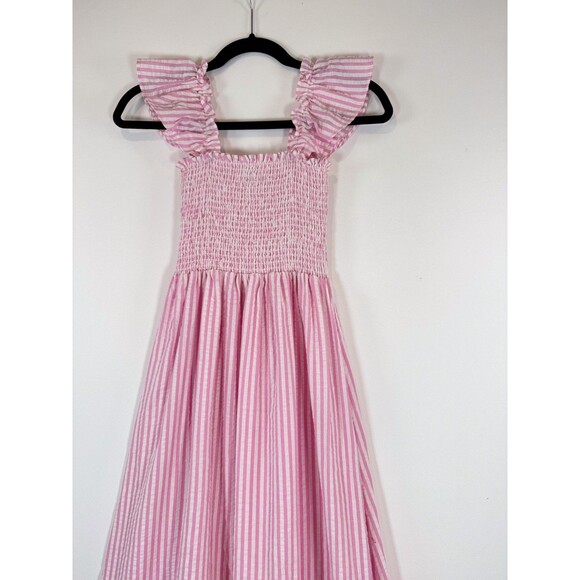 Petal Pup Dress Pink Daniela Striped Midi Smocked Seersucker Fit Flare Size 6 - Picture 9 of 11